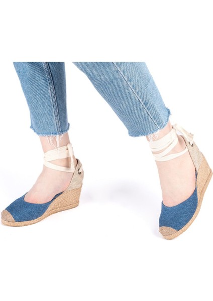 Elişi Ipli Espadril Dolgu Topuk Keten Espadril Handmade