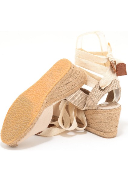 Elişi Ipli Espadril Dolgu Topuk Keten Espadril Handmade