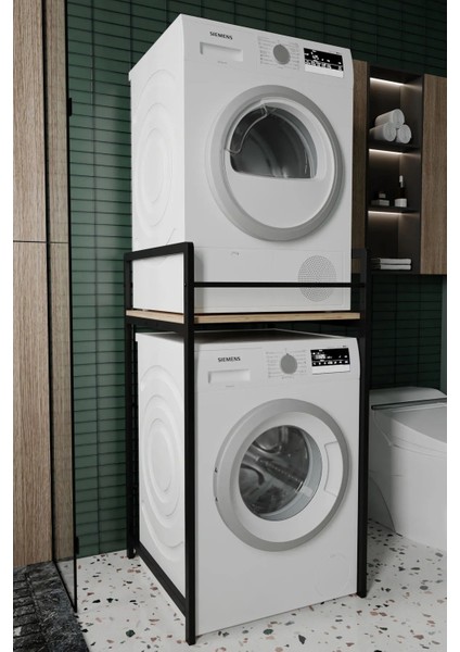 Strong Çamaşır Makina Dolabı Kurutmalık Rafı Banyo ve Kurutmalık Meşe