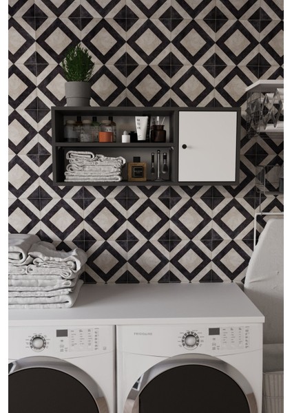 Santa 90 cm Banyo Dolabı Üst Modülü Antrasit - Beyaz