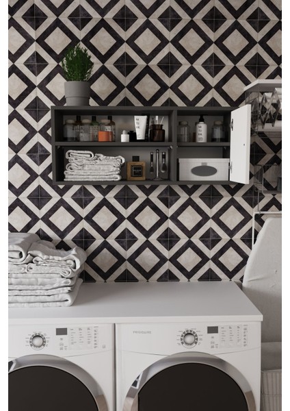 Santa 90 cm Banyo Dolabı Üst Modülü Antrasit - Beyaz modelleri