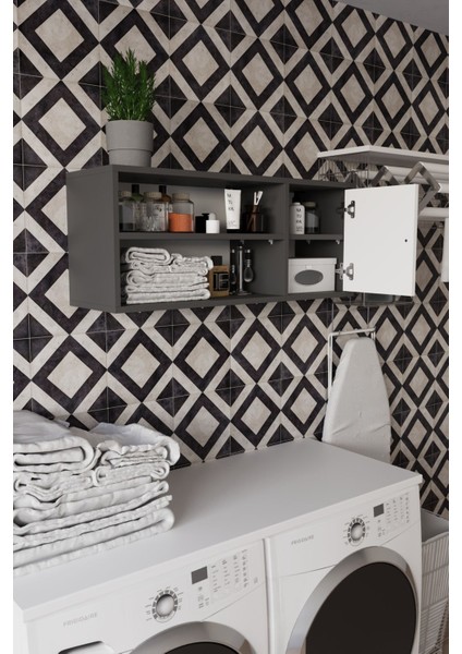 Santa 90 cm Banyo Dolabı Üst Modülü Antrasit - Beyaz fırsatları