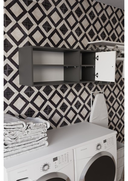 Santa 90 cm Banyo Dolabı Üst Modülü Antrasit - Beyaz