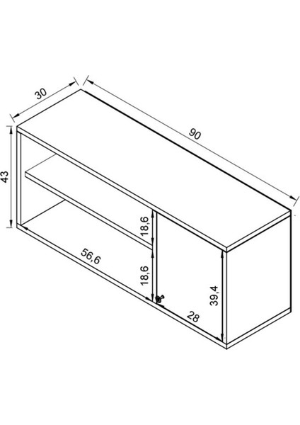 Santa 90 cm Banyo Dolabı Üst Modülü Antrasit - Beyaz