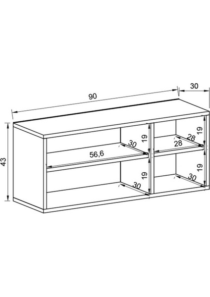Santa 90 cm Banyo Dolabı Üst Modülü Antrasit - Beyaz