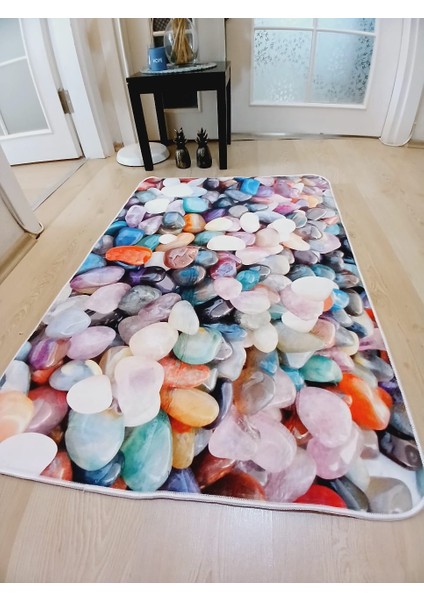 Plaj Taşları 80 x 120 cm Kaymaz, Dökülmez Taban Yıkanabilir Banyo Halısı fırsatları