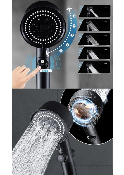 Duş Başlığı Pervaneli Serinletici Tasarım 5 Modlu (5047) modelleri