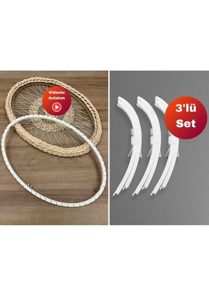 3'lü Elips (Oval) Rattan Tepsi Kalıbı – Pla Malzeme – Videolu – Kağıt Çubuklara Uygun Değil
