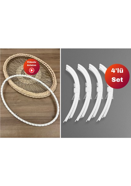 4'lü Elips (Oval) Rattan Tepsi Kalıbı – Pla Malzeme – Videolu – Kağıt Çubuklara Uygun Değil