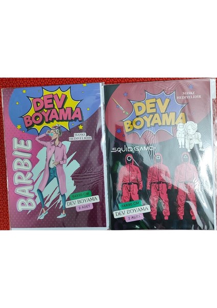 2 Adet Dev Boyama Kitabı (90CMX64CM)- (Barbie/squid Game Figürlü)