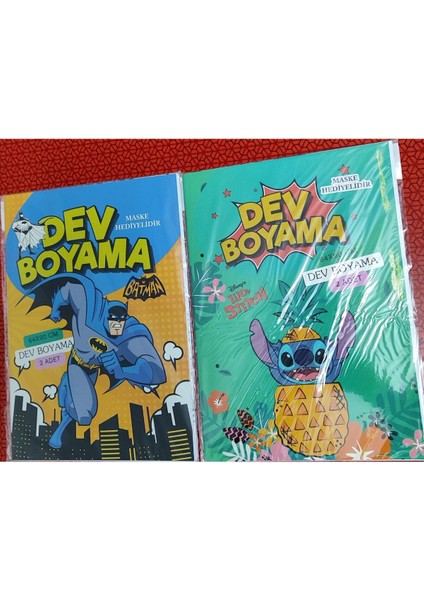 2 Adet Dev Boyama Kitabı (90CMX64CM)- (Batman/stitch Figürlü)