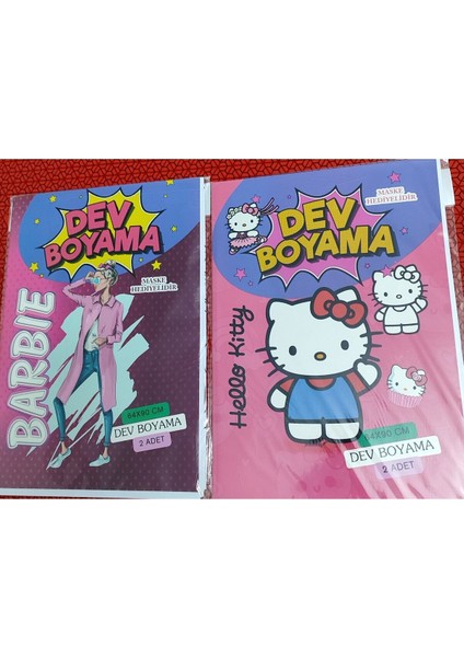 2 Adet Dev Boyama Kitabı (90CMX64CM)- (Barbie/hello Kitty Figürlü)