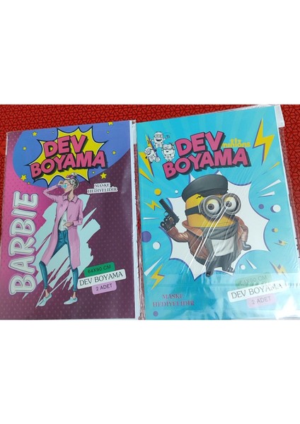 2 Adet Dev Boyama Kitabı (90CMX64CM)- (Barbie/minionlar Figürlü)