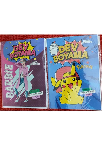 2 Adet Dev Boyama Kitabı (90CMX64CM)- (Barbie/pocemon Figürlü)