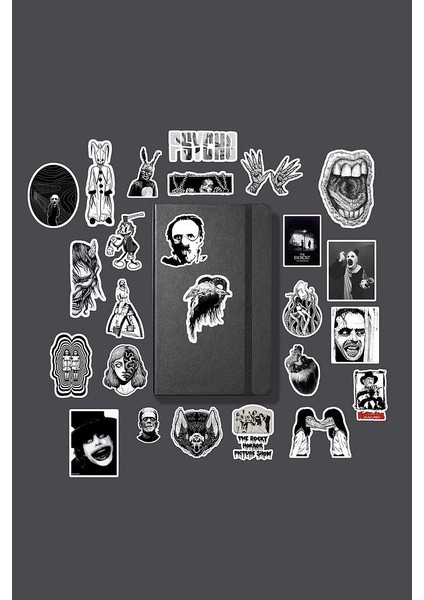 Black And White Horror Paketi /bullet Journal Defter Çıkartma Ajanda Laptop Etiket