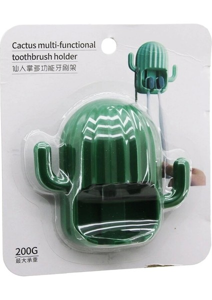 Kaktüs Modeli Diş Fırçalık - 2 Kol Askılık Yapışkanlı Montaj (5047)