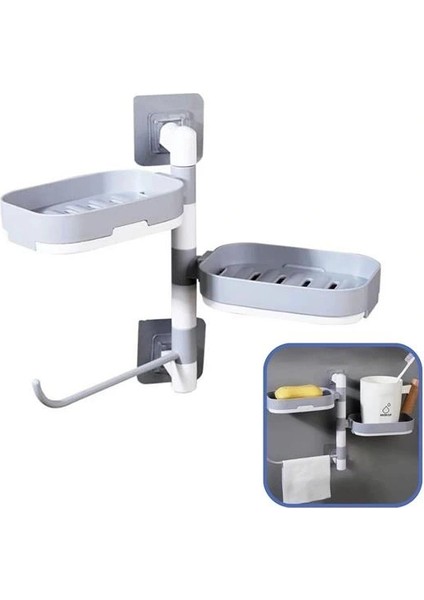 Çoklu Sabun Tutucu Fonksiyonel Banyo Sabunluk (5047)