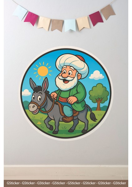 Dairesel Dede ve Sevimli Sıpa Okul Posteri Anaokulu Anasınıfı Kreş Çocuk Odası Duvar Sticker fiyatları
