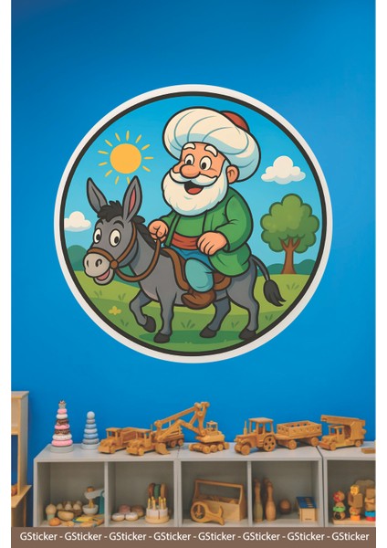 Dairesel Dede ve Sevimli Sıpa Okul Posteri Anaokulu Anasınıfı Kreş Çocuk Odası Duvar Sticker fırsatları