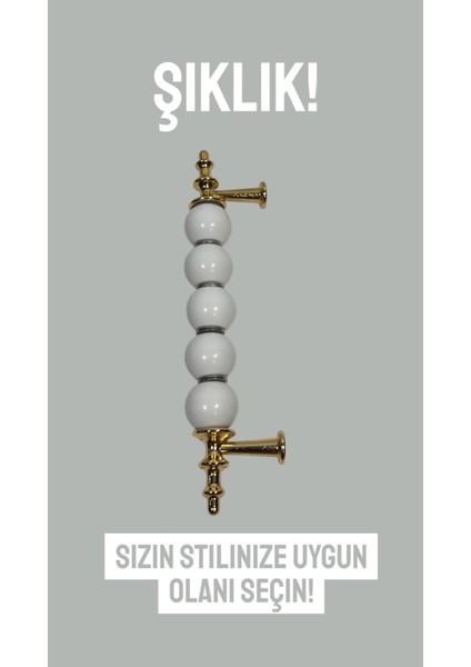 Boncuk Kulp Altın Sarısı 96MM,128MM ve 160MM Dolap Çekmece Mobilya Kulbu