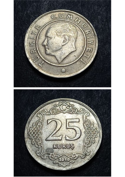 399636880080415D7D 2010 Çapaklı Tarih 25 Kuruş Çt/ççt Eski Madeni Para