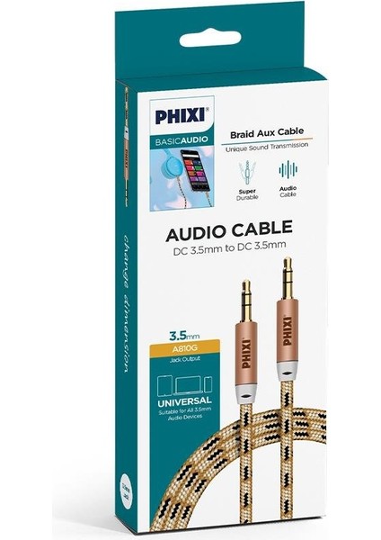 Basic A810 3.5mm Hasır Örğü Aux Kablo fiyatları