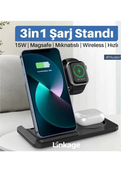 Type-C, 15W 3-In-1 Wireless Magnetıc Magsafe L-Ws2 Uyumlu modelleri