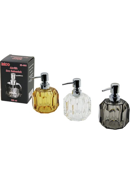 Tombul Yuvarlak - Prizma Şeff - Renkli Akrilik - Mika Kristal Sıvı Sabunluk 180ML