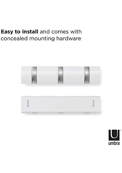 Flip 3 Gardırop Askısı - Modern, Sade ve Yer Tasarrufu Sağlayan Gardırop Çubuğu, Ceketler, Mantolar, Şallar, El Çantaları ve Daha Fazlası Için 3 Hareketli Kancalı, Parlak Beyaz fiyatları