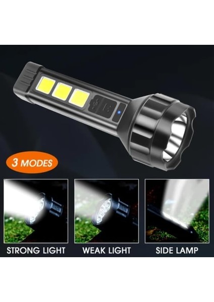 659 USB Şarjlı El Feneri Cob Yan Işık Güçlü El Feneri USB Şarj Edilebilir Açık Kamp Lambası Taşınabilir modelleri