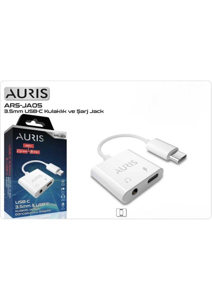 ARS-JA05 Usb-C To 3,5mm Jack & Type-C Kulaklık ve Şarj Dönüştürücü