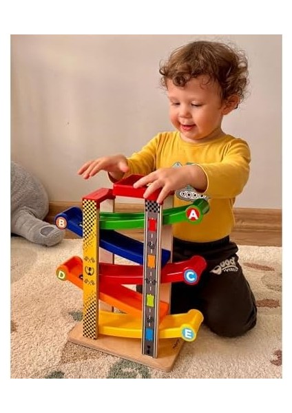 Rampax 5 Montessori Ahşap Yarış Arabalı Otopark Oyunu Erken Gelişim fiyatları