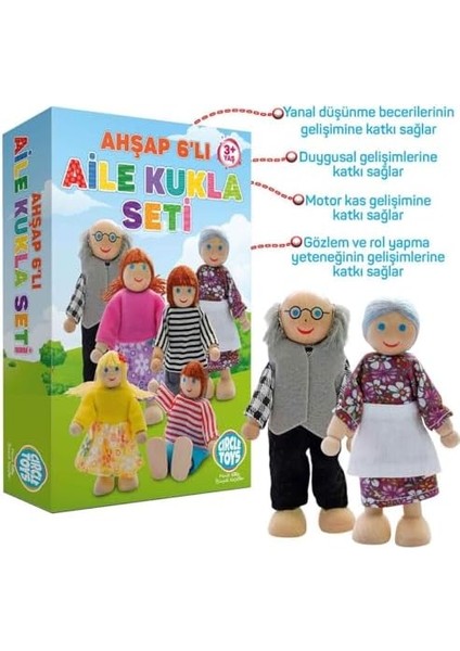 Toys Ahşap 6'lı Aile Kukla Seti modelleri
