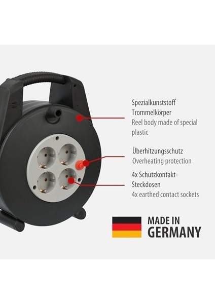 Vario Line Serisi IP20 Lisanslı 4 Soketli 15 Metre Makaralı Kablo, Siyah, 1 Adet fiyatları
