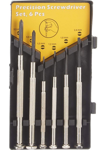 W 2251, Saatçi Tornavida Seti 6 Parça, Gri, Siyah