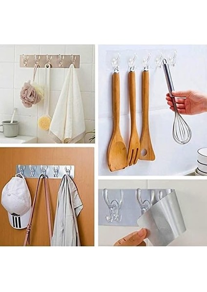 Kendinden Yapışkanlı Güçlü Şeffaf 5 Kancalı Askılık, Kapı Arkası, Mutfak, Duvar, Banyo Askısı fiyatları