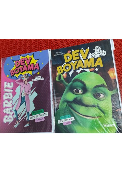 2 Adet Dev Boyama Kitabı (90CMX64CM)- (Barbie/shrek Figürlü)