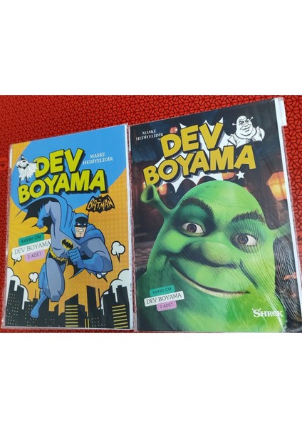 2 Adet Dev Boyama Kitabı (90CMX64CM)- (Batman/shrek Figürlü)