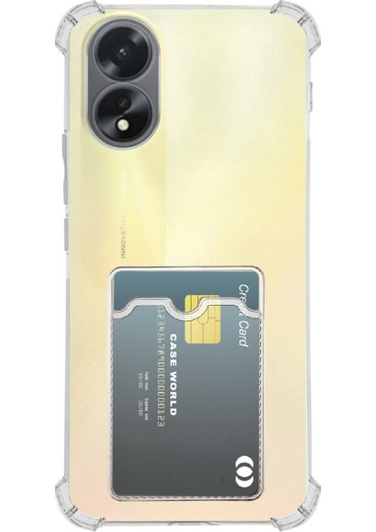 Caseworld Oppo A38 Kapak ile Uyumlu Kamera Korumalı Kartlıklı Darbe Emici Özellikli Şeffaf Silikon Kılıf