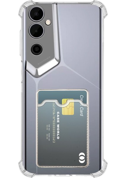 Caseworld Tecno Pova Neo 2 Kapak ile Uyumlu Kamera Korumalı Kartlıklı Darbe Emici Özellikli Şeffaf Silikon Kılıf