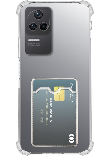 Caseworld Xiaomi Poco F4 Kapak ile Uyumlu Kamera Korumalı Kartlıklı Darbe Emici Özellikli Şeffaf Silikon Kılıf