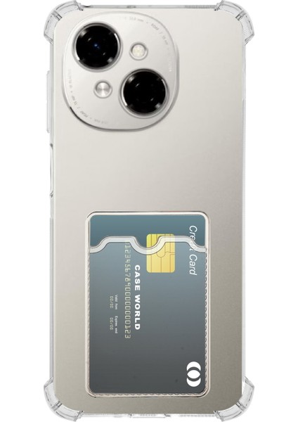 Caseworld Tecno Spark Go 2025 Kapak ile Uyumlu Kamera Korumalı Kartlıklı Darbe Emici Özellikli Şeffaf Silikon Kılıf