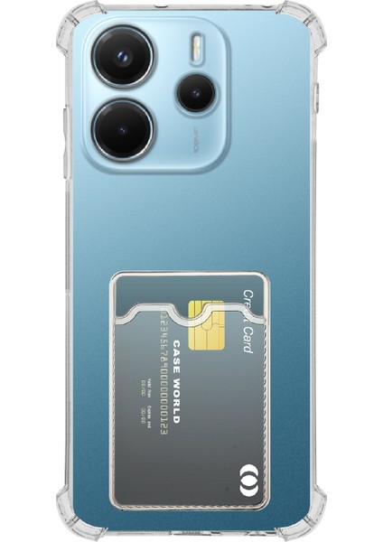 Caseworld Xiaomi Redmi Note 14 4g Kapak ile Uyumlu Kamera Korumalı Kartlıklı Darbe Emici Özellikli Şeffaf Silikon Kılıf