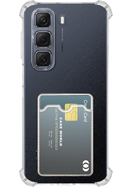 Caseworld Infinix Hot 50 Kapak ile Uyumlu Kamera Korumalı Kartlıklı Darbe Emici Özellikli Şeffaf Silikon Kılıf