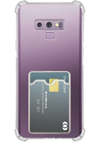 Caseworld Samsung Note 9 Kapak ile Uyumlu Kamera Korumalı Kartlıklı Darbe Emici Özellikli Şeffaf Silikon Kılıf