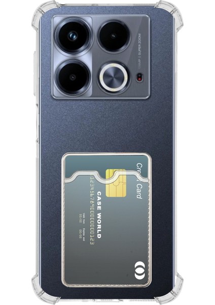 Caseworld Infinix Note 40 Kapak ile Uyumlu Kamera Korumalı Kartlıklı Darbe Emici Özellikli Şeffaf Silikon Kılıf