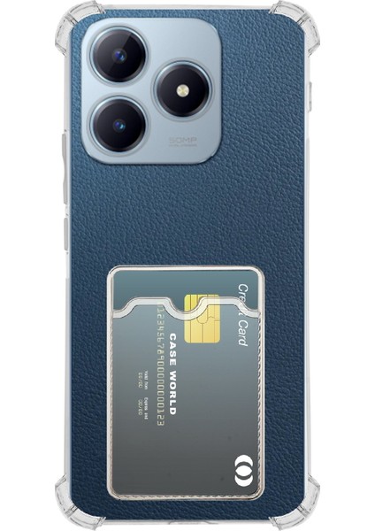 Caseworld Realme C63 Kapak ile Uyumlu Kamera Korumalı Kartlıklı Darbe Emici Özellikli Şeffaf Silikon Kılıf