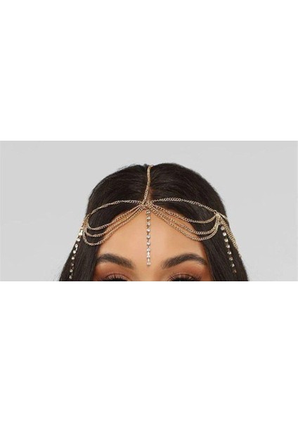 Şıklığınızı Tamamlayacak Zincirli Taş Modeli Kafa Aksesuarı