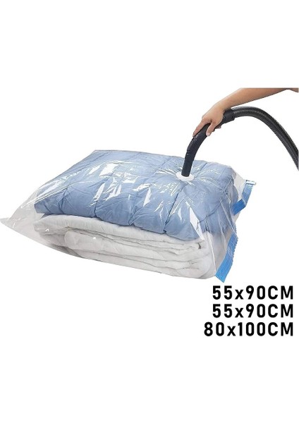 3lü Set Vakumlu Poşet Hurç 2 Adet Xl= 55X90CM + 1ADET Xxl= 80X100CM %75 Yer Tasarrufu (5047)