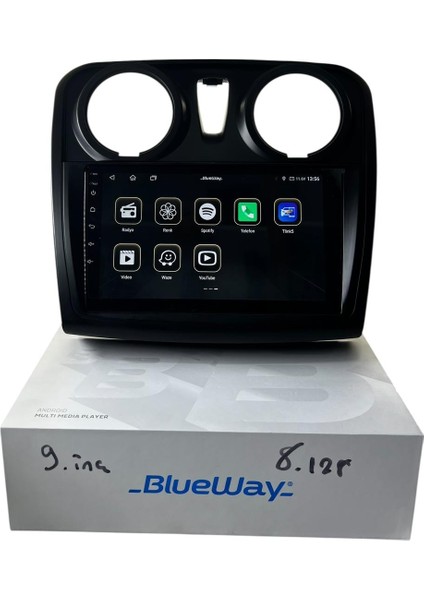 Dacia Lodgy-Dokker (9'') Blueway 8-128 Tam Profesyonel Oem Multimedia modelleri